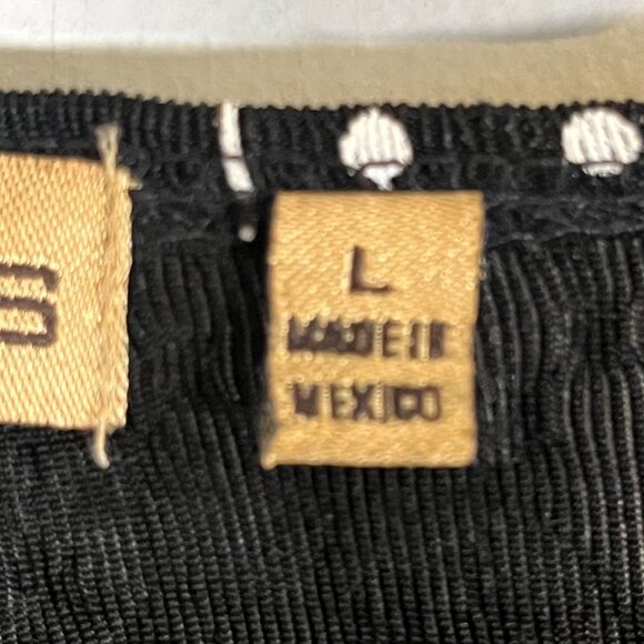 Retro Floral Top L Black Neutral Festive Holiday Polka Dot Classic Chic Preppy - Picture 7 of 11